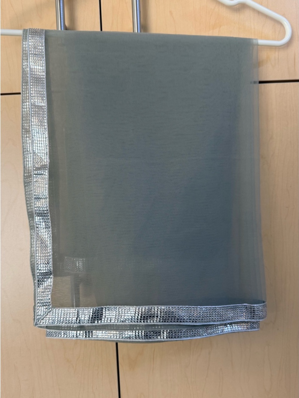Gray Net Sheer Scarf with Silver-Trim